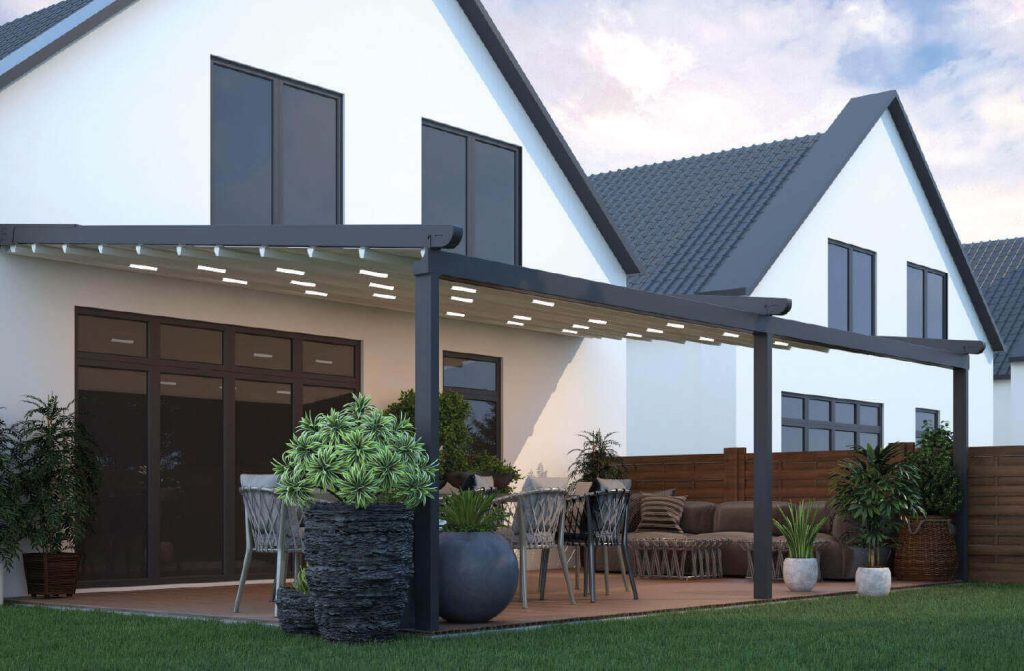 luxe veranda van diverse materialen