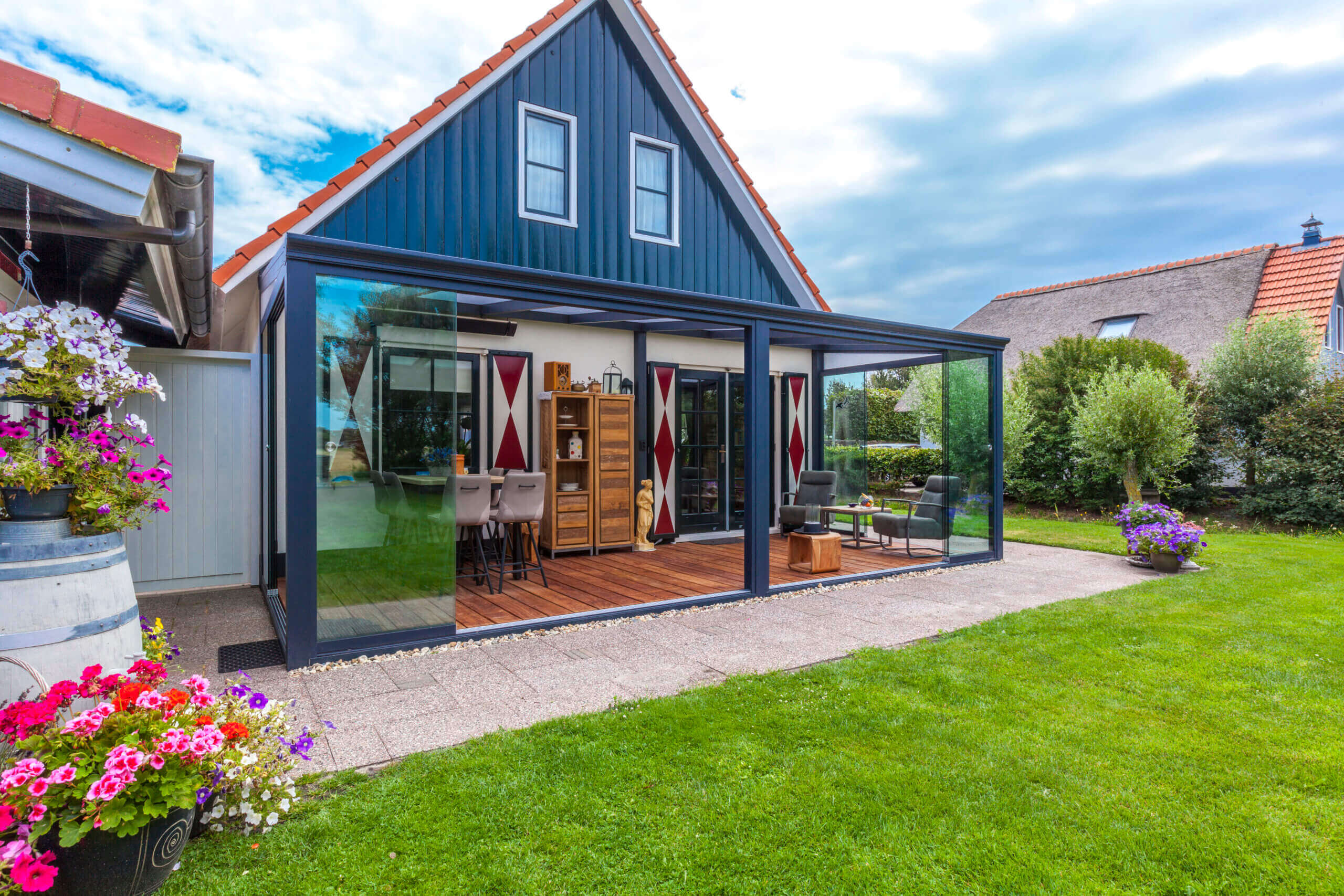 veranda met schuifwand voor aan huis
